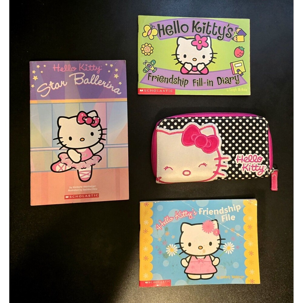 Vintage Retro Hello Kitty "Long Wallet" Hand Purse Card Holder 7'' Plus Books